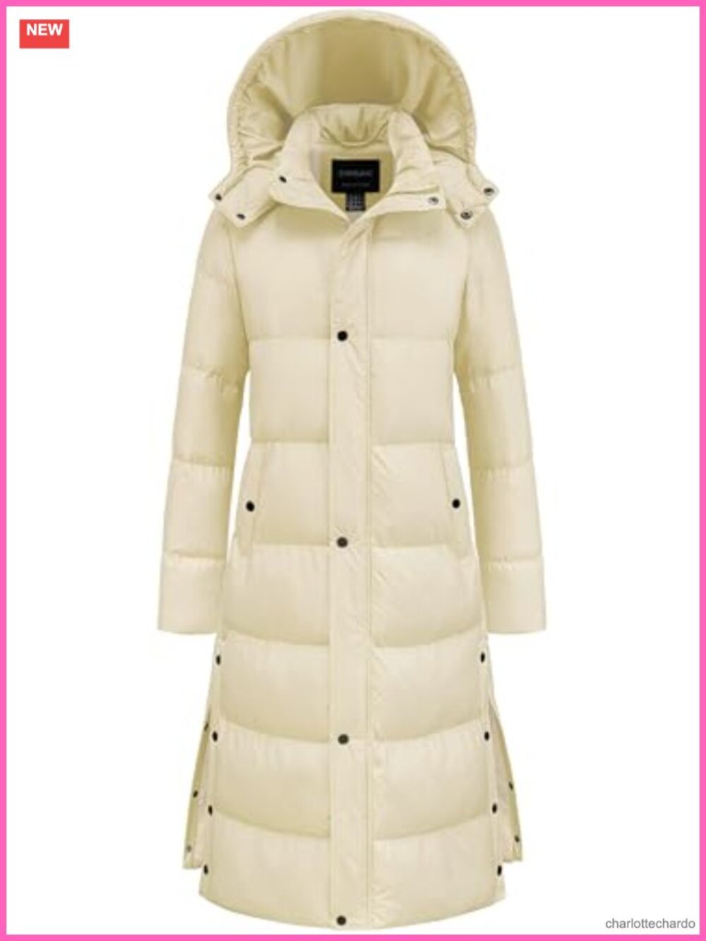 Quilted Puffer Parka Long Winter Coat Warm Windproof Hood Slim Fit